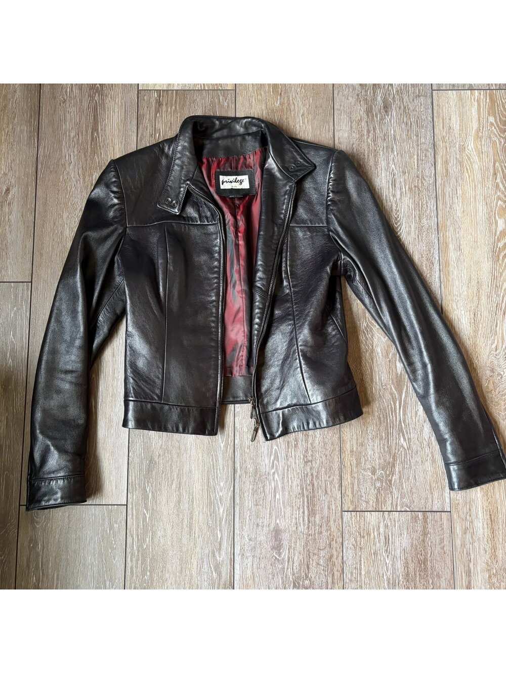 Privilege Genuine Leather Motorcycle Jacket Black Women’s Size 10 Made in Canada